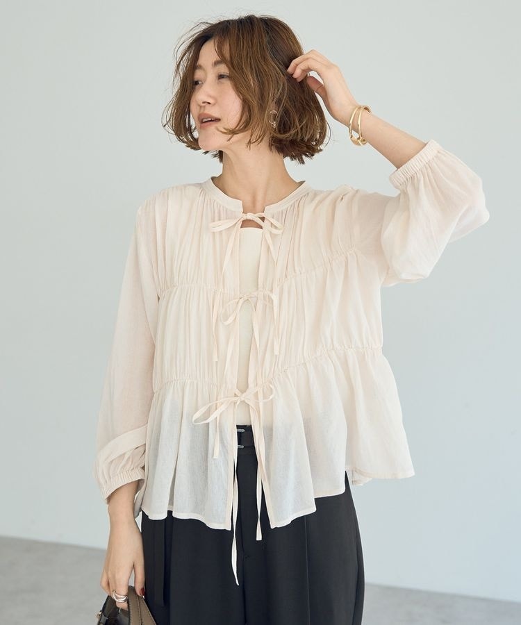 イェッカ ヴェッカ YECCA VECCA リボンデザインシアーブラウス （ブラウン） リボンデザインシアーブラウス | イェッカ ヴェッカ(YECCA VECCA
