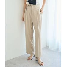 ベルト付きタックストレートパンツ