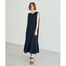 レーヨン麻混レースアップワンピース