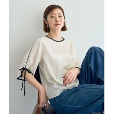 配色リボンブラウス
