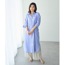 2wayフレンチリネンロングシャツワンピース