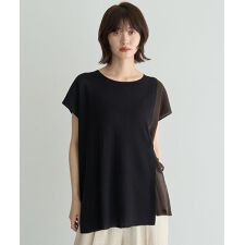 メッシュ編みレイヤードニット
