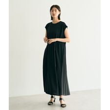 ベルテッドプリーツ切替ワンピース