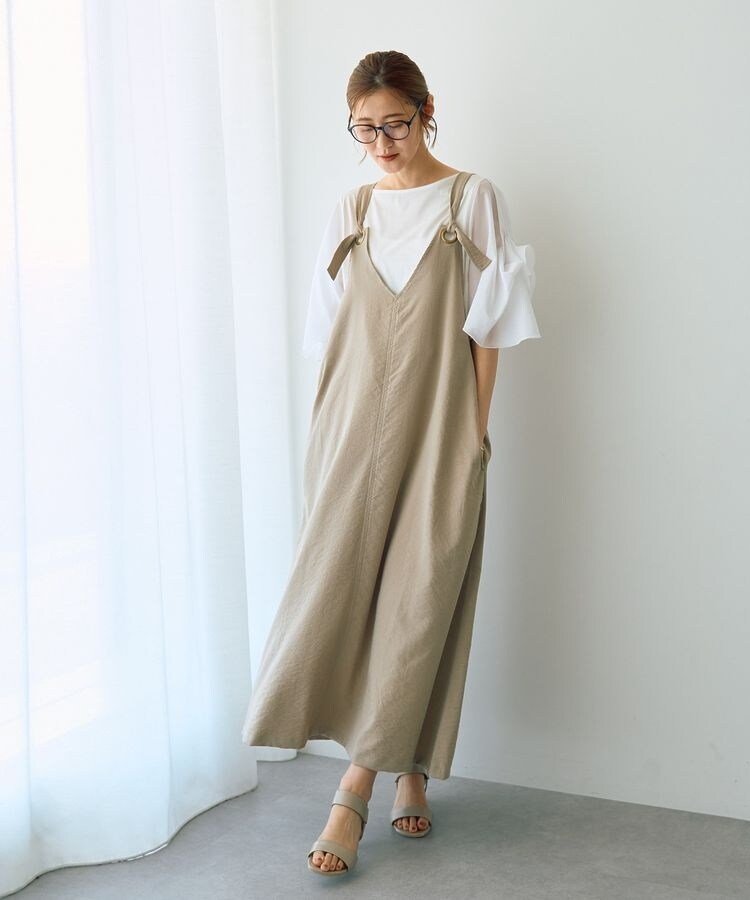 【ほぼ新品】DOUX ARCHIVES 華やか美シルエットマキシ丈ワンピース 綿 ほぼ新品】DOUX ARCHIVES 華やか美シルエットマキシ丈ワンピース