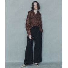 【洗える】ベルト付きイージーケアワイドパンツ