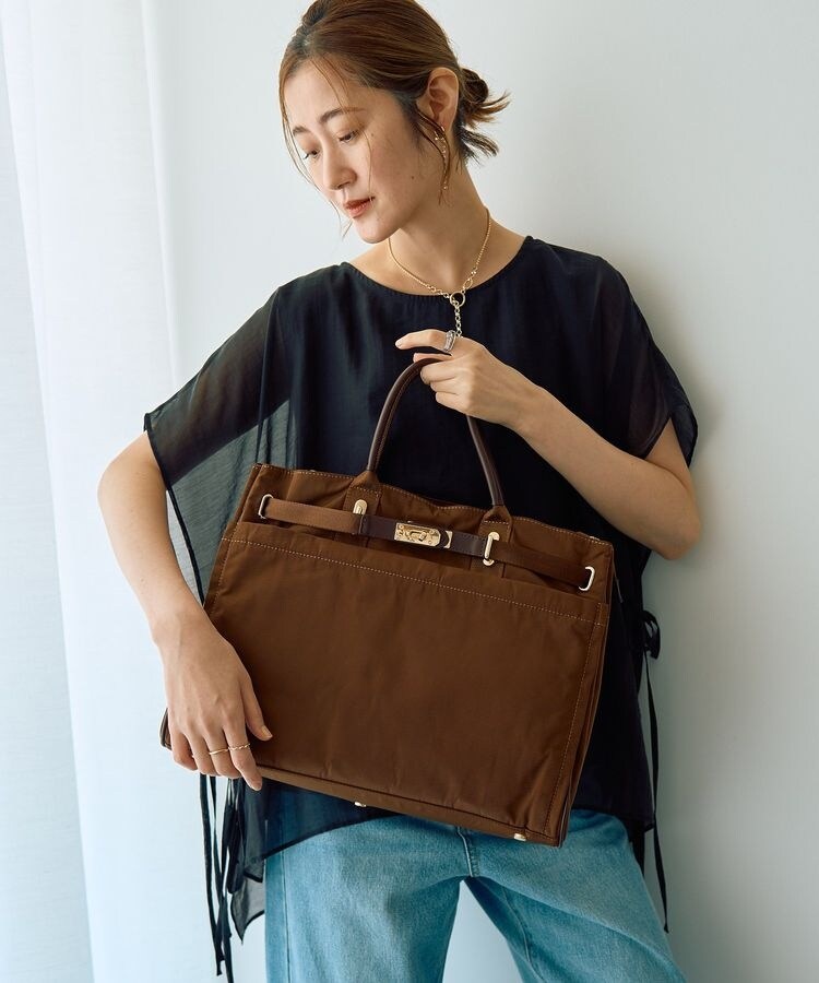 Grandtable ミニポーチ付き編み込みスクエアトートバッグ グラン