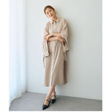 カーゴデザイン配色シャツワンピース