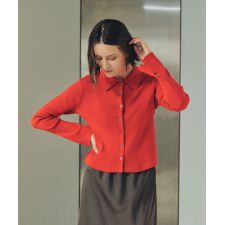 襟付きニットカーディガン