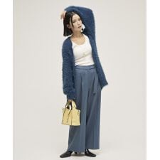 金釦アクセントベルトワイドパンツ