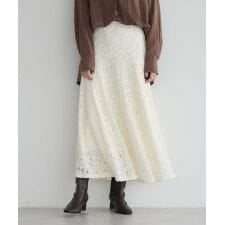 フラワー起毛レースマーメイドスカート