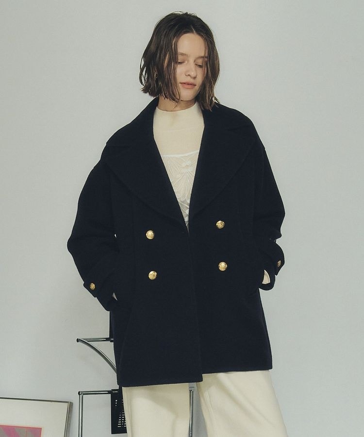 SHIPS any: カシミヤ ミックス テーラード ショート Pコート