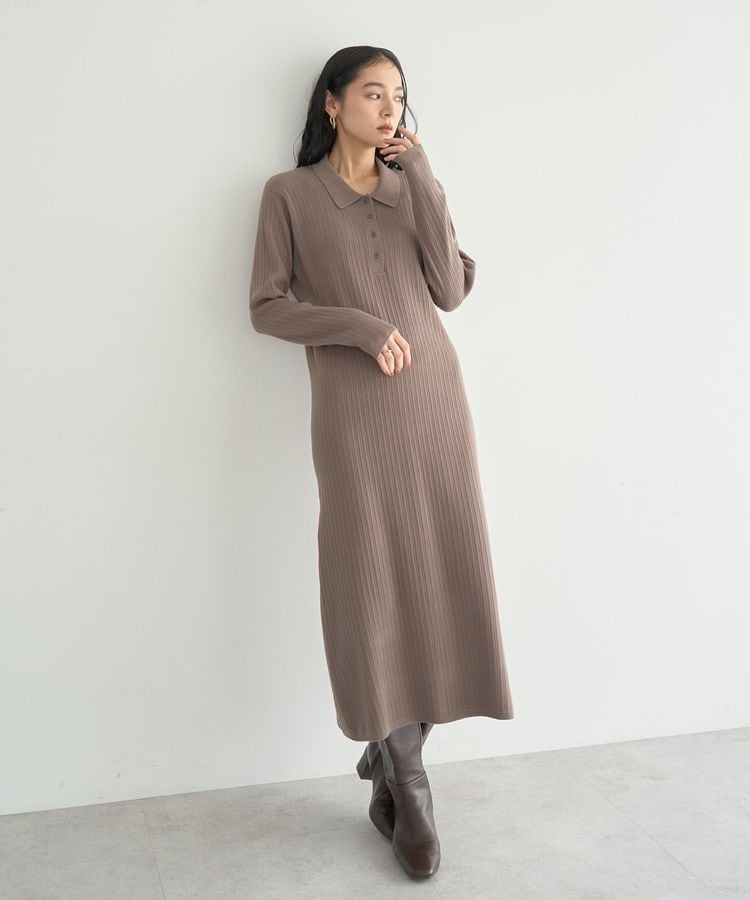 襟付きニットワンピース