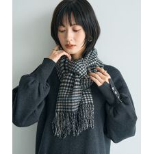 ウール混チェック柄マフラー