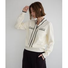 配色ボウタイニット