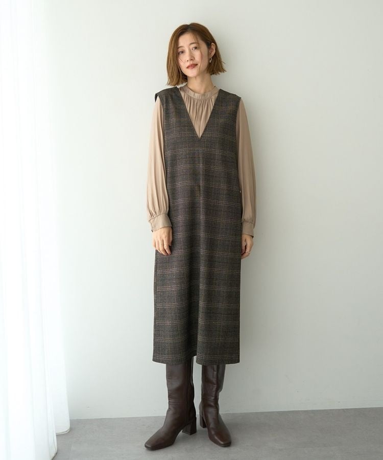 LEJA】配色パイピングレーススパンコール刺繍パフスリーブフレ