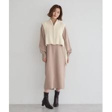 【2点SET】ZIPベストセットニットワンピース