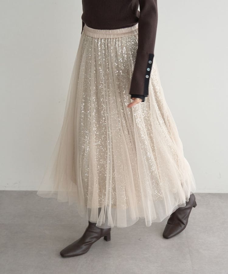 【新品・未使用】YECCA VECCA スパンコール×チュールスカート イェッカ スパンコール×チュールスカート | イェッカ ヴェッカ(YECCA VECCA