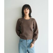 金釦ミニケーブルニット