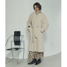 ウール混ステンカラーロングコート