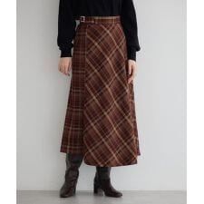 チェック柄アシメデザインスカート