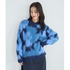 フラワー柄シャギーニット