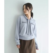 配色ボウタイニット