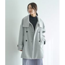 ウール混ミドル丈スタンドカラーコート