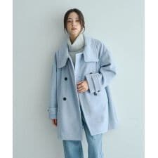 ウール混ミドル丈スタンドカラーコート