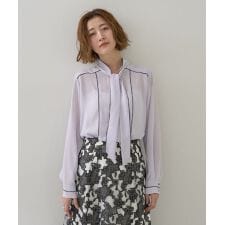 配色ラインボウタイブラウス