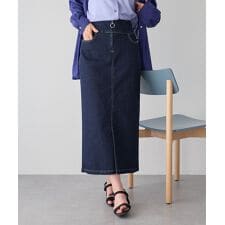 フロントZIPハイウエストデニムスカート