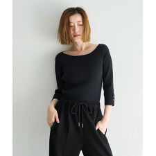 袖釦7分袖リブニット