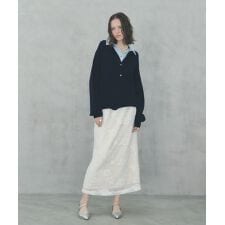 フラワー柄刺繍メッシュスカート