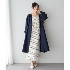 ノーカラーラペルロングコート