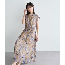 フラワー柄シアープリーツワンピース