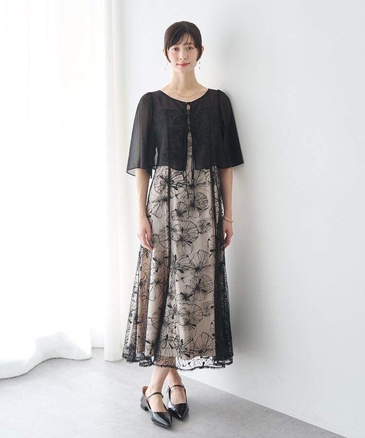 TOCCAネイビー 花柄刺繍 フォーマルワンピース TOCCA（ワンピース