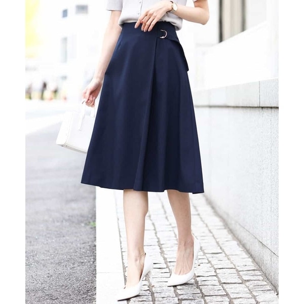UVカット／洗える／セットアップ可】ラップ風ナロースカート