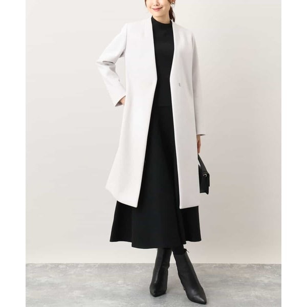 タグ付き WILLSELECTION ビジューリボンノーカラーコート