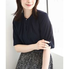 フロントタックジョーゼットブラウス（五分袖）/UVカット/接触冷感/洗える/WEB限定サイズあり