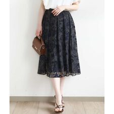 花柄シアーフレアースカート/洗える