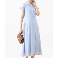 衿付きウエスト切り替えワンピース/洗える/WEB限定