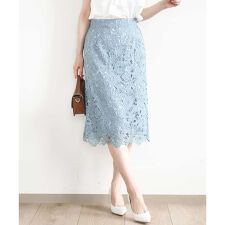 フラワーレースタイトスカート/洗える