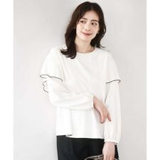 配色メロー フレアーデザインブラウス/洗える/WEB限定サイズあり