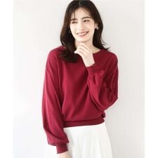 オフオン(OFUON)の<追加>ボリューム袖ベーシックニット/洗える/WEB限定サイズあり