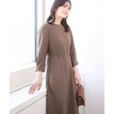 [セットアップ対応]ベルト付きタックワンピース/洗える/WEB限定サイズあり