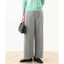 [名品シリーズ]ストレッチワイドパンツ（ストライプ・無地）