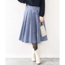 幾何柄タックフレアースカート/洗える