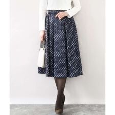 幾何柄タックフレアースカート/洗える
