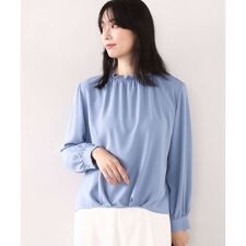 シャーリングネックデザインブラウス/洗える/WEB限定サイズあり