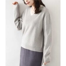 オフオン(OFUON)のVネックレース片畦編みニット/洗える/WEB限定サイズあり