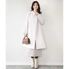 ウール混ノーカラーコート/WEB限定サイズあり